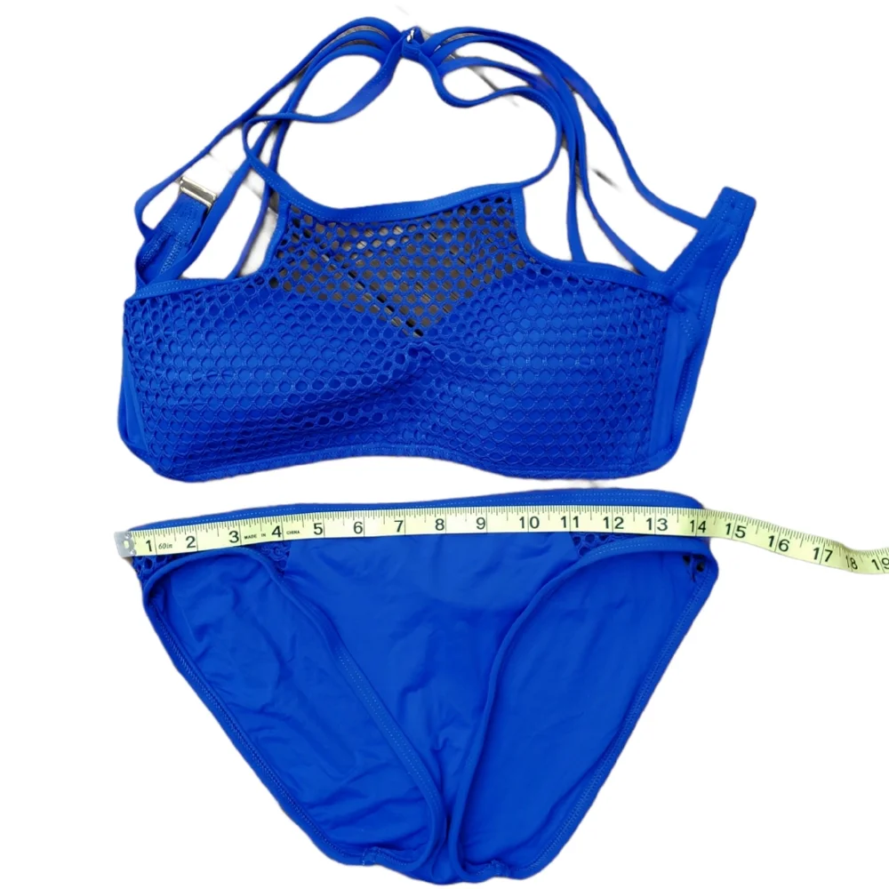 La Blanca All Meshed Up Hipster 2 Piece Swimsuit 8 Cobalt Blue strappy swim